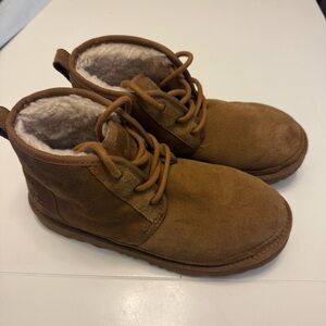 UGG Women’s Neumal Sheepskin Low Lace-Up Boots, Tan, Size 6